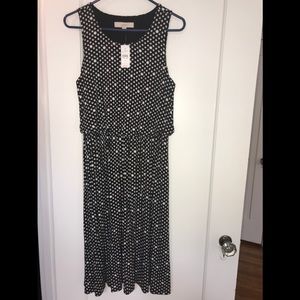 Loft Blouson Circle Print Midi Dress